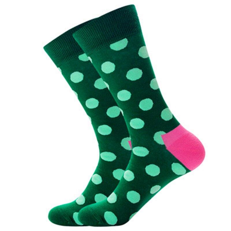 Polka Dot High Cotton Socks GR Dark Green 