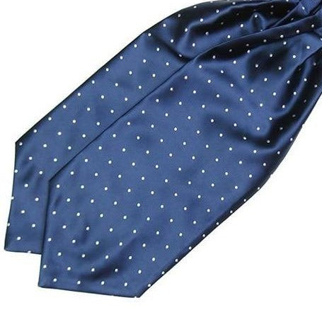 Polka Dot Silk Ascot Tie GR Blue 