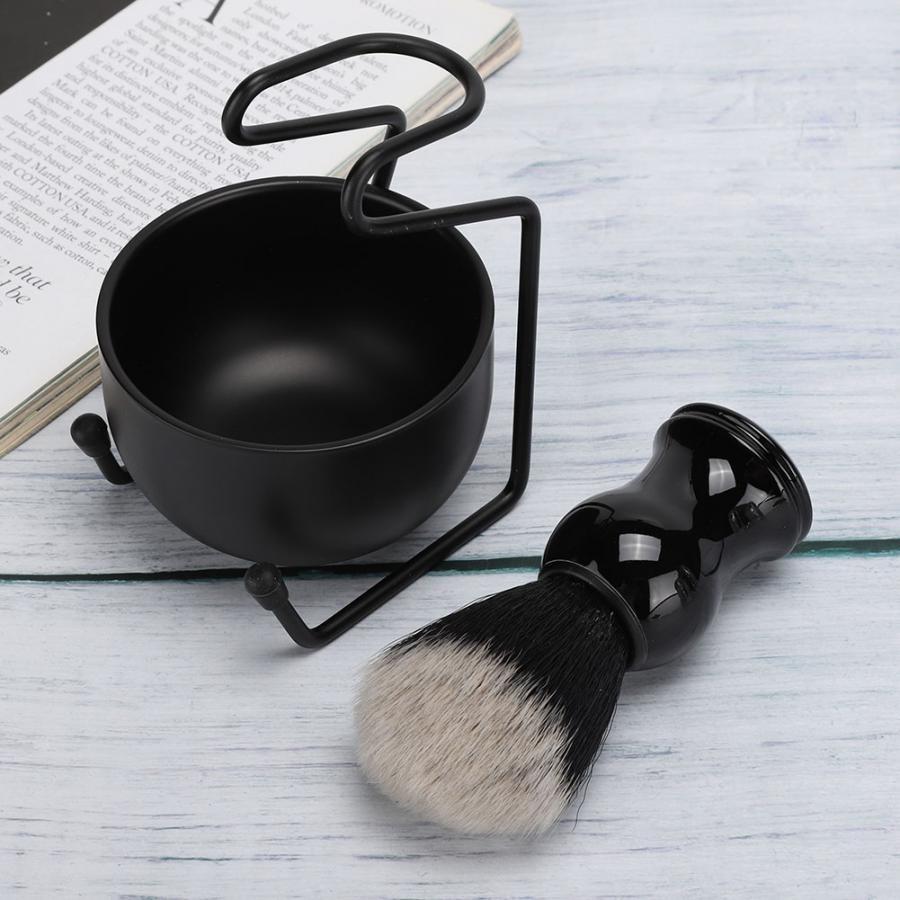 Professional Black Shaving Tool Set - Stand + Brush + Bowl GR 