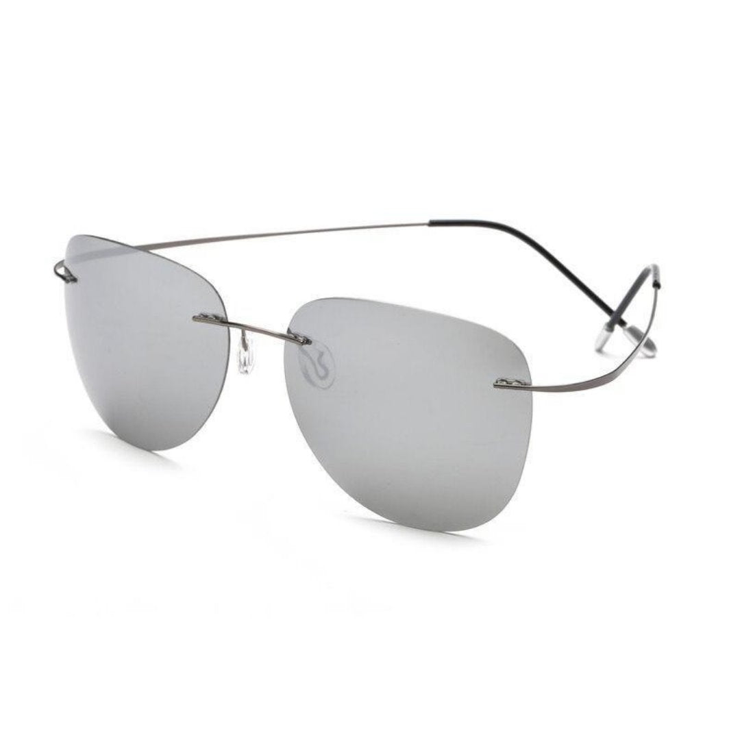 Pure Titanium Rimless Polarized Sunglasses GR Mirrored 