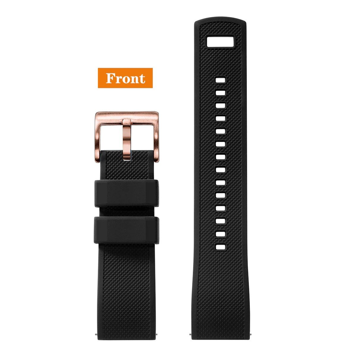Rafael Silicone Tropic Watch Strap With Rose Gold Tang Buckle GR 