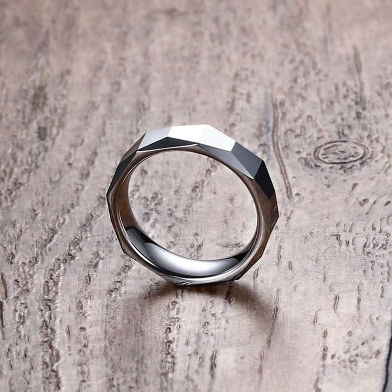 Rhombic Silver-Tone Tungsten Carbide Ring GR 