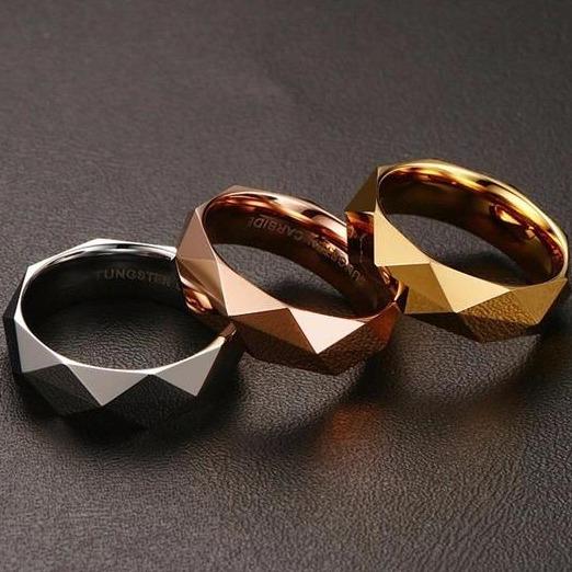 Rhombic Tungsten Carbide Ring Gold GR 