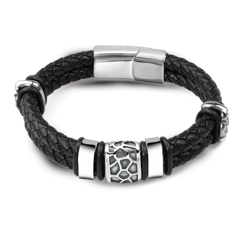 Rickard Nordic Braided Leather Bracelet GR Black 18.5cm 