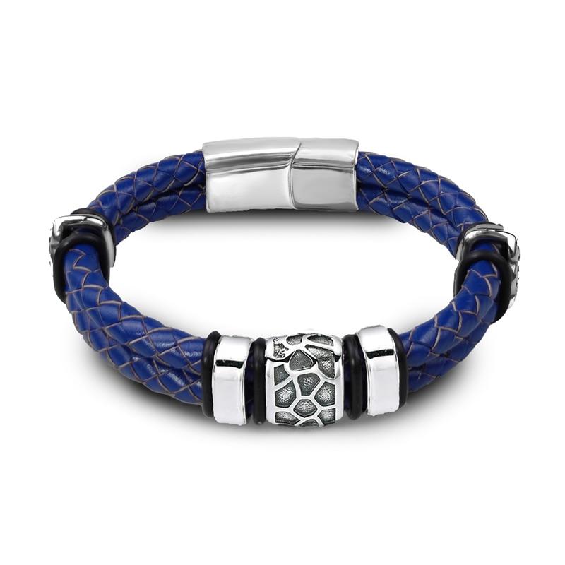 Rickard Nordic Braided Leather Bracelet GR Blue 18.5cm 