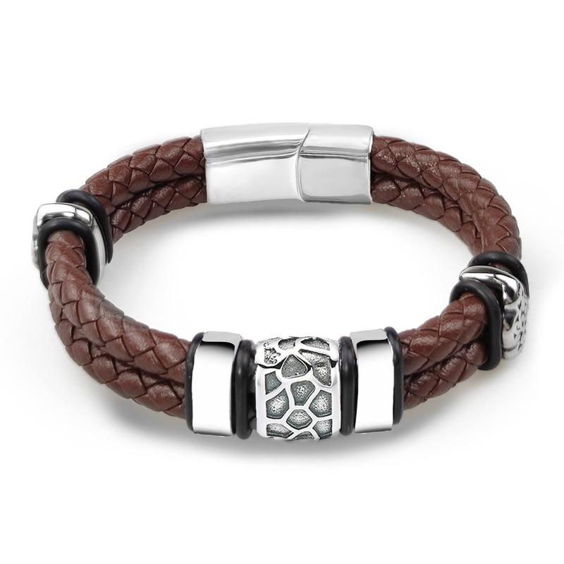 Rickard Nordic Braided Leather Bracelet GR Brown 18.5cm 