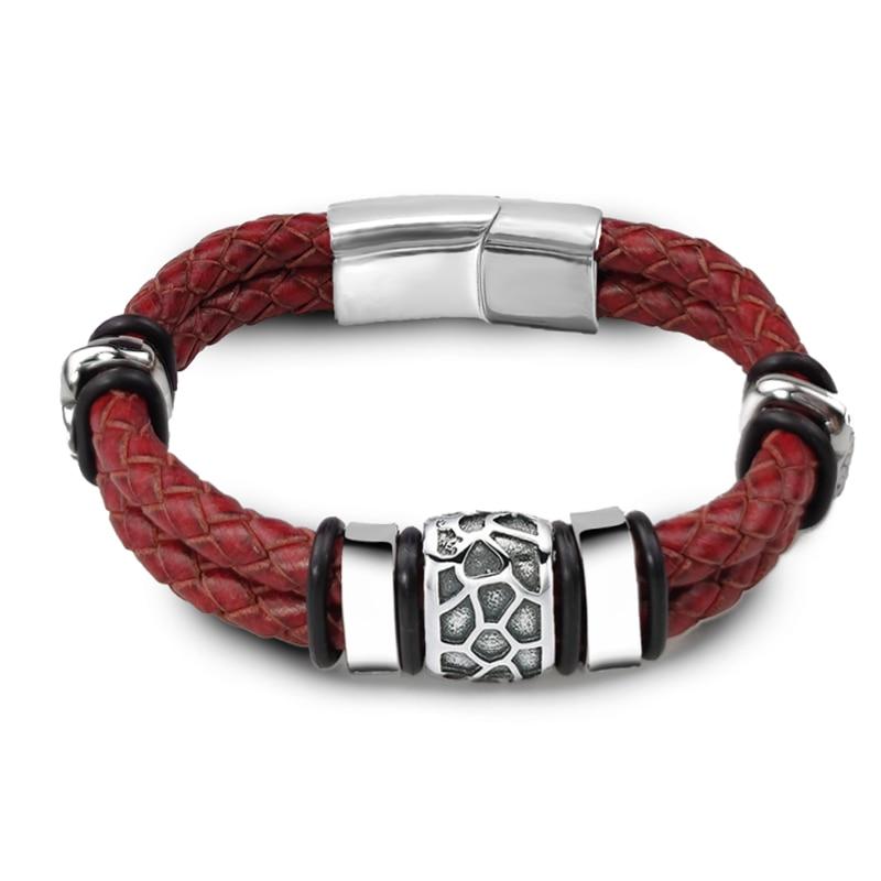 Rickard Nordic Braided Leather Bracelet GR Dark Red 18.5cm 