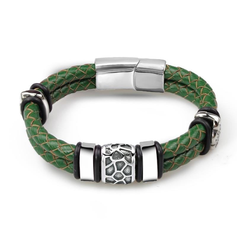 Rickard Nordic Braided Leather Bracelet GR Green 18.5cm 