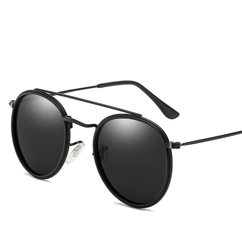 Round Polarized Aviator Sunglasses GR Black 