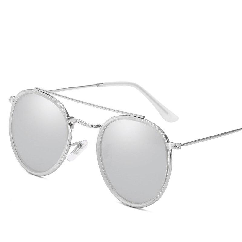 Round Polarized Aviator Sunglasses GR Silver Mirrored 