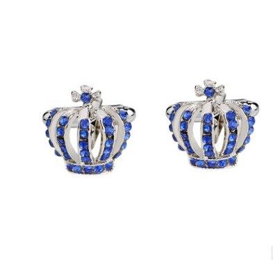 Royal Crown Cufflinks GR Silver Blue 