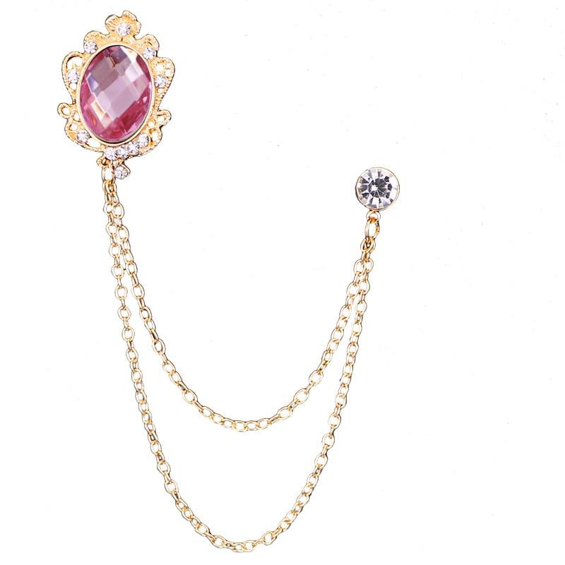 Royal Crystal Gold-Tone Tassel Pin GR Pink 