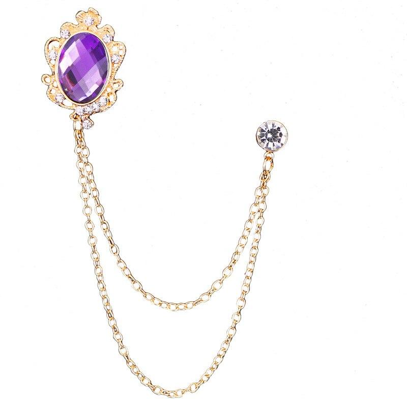 Royal Crystal Gold-Tone Tassel Pin GR Purple 