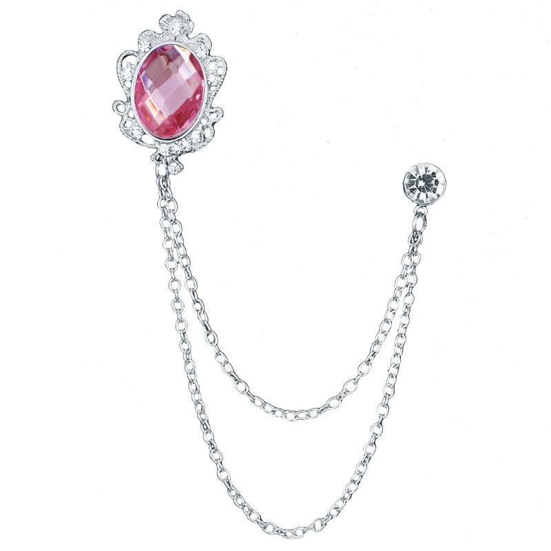 Royal Crystal Silver-Tone Tassel Pin GR Pink 
