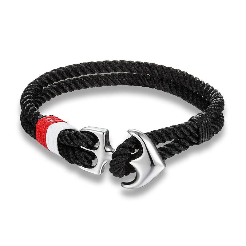 Saint-Tropez Anchor Solid Rope Bracelet GR Black 