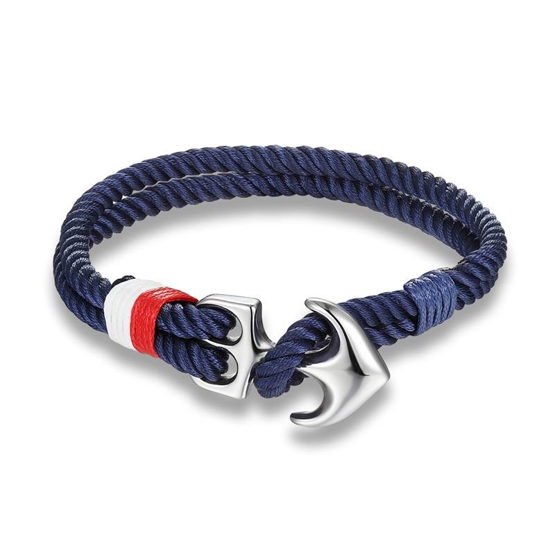 Saint-Tropez Anchor Solid Rope Bracelet GR Blue 