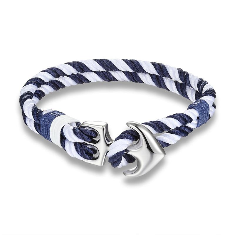 Saint-Tropez Anchor Striped Rope Bracelet GR Blue 