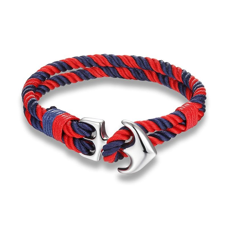 Saint-Tropez Anchor Striped Rope Bracelet GR Red 
