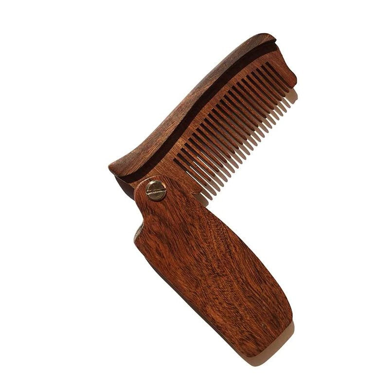 Sandalwood Folding Beard Comb Brown 