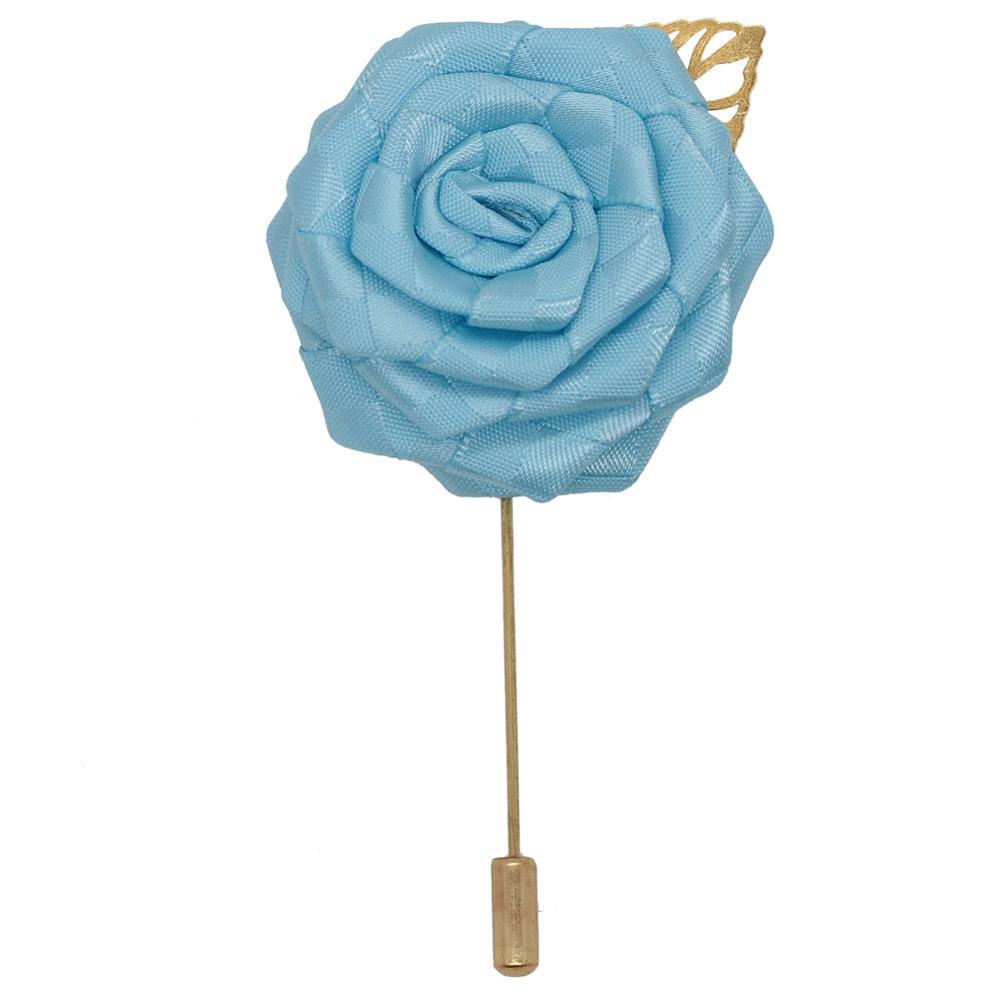 Satin Rose Lapel Pin GR baby blue width 4.5cm 