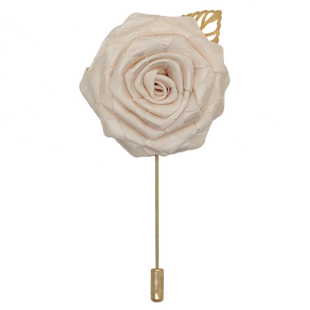 Satin Rose Lapel Pin GR ivory width 4.5cm 