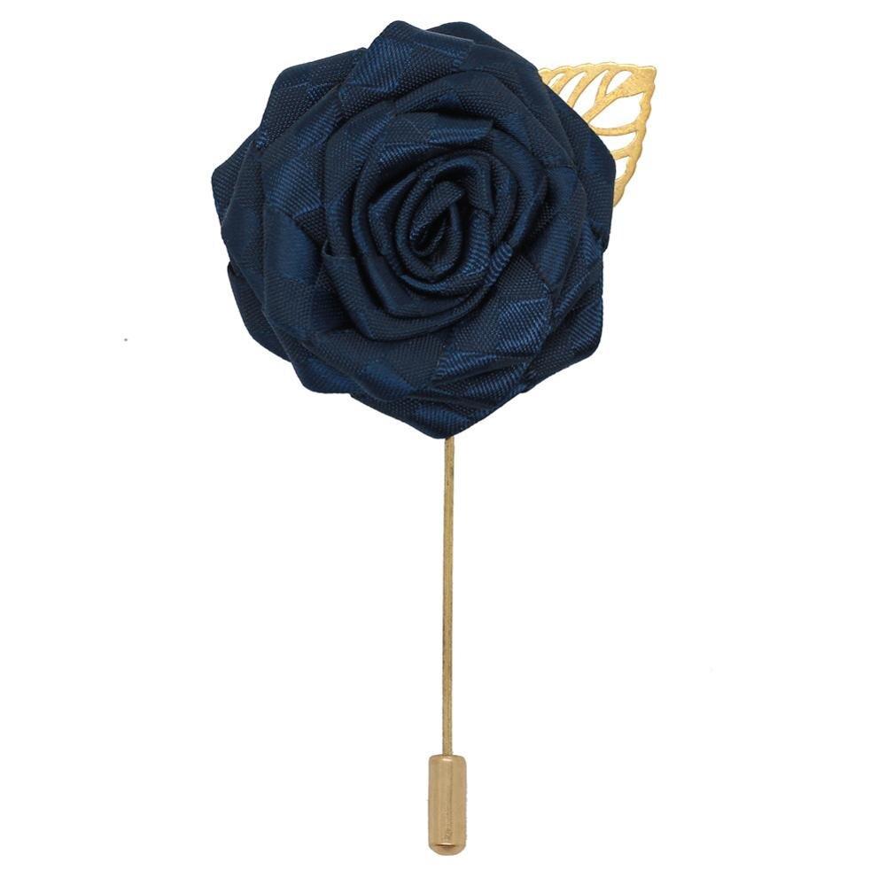 Satin Rose Lapel Pin GR Navy blue width 4.5cm 