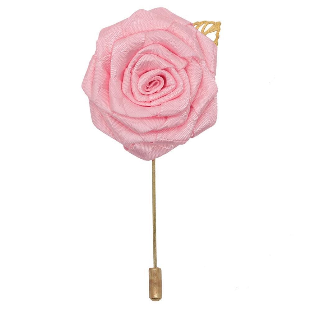 Satin Rose Lapel Pin GR pink width 4.5cm 