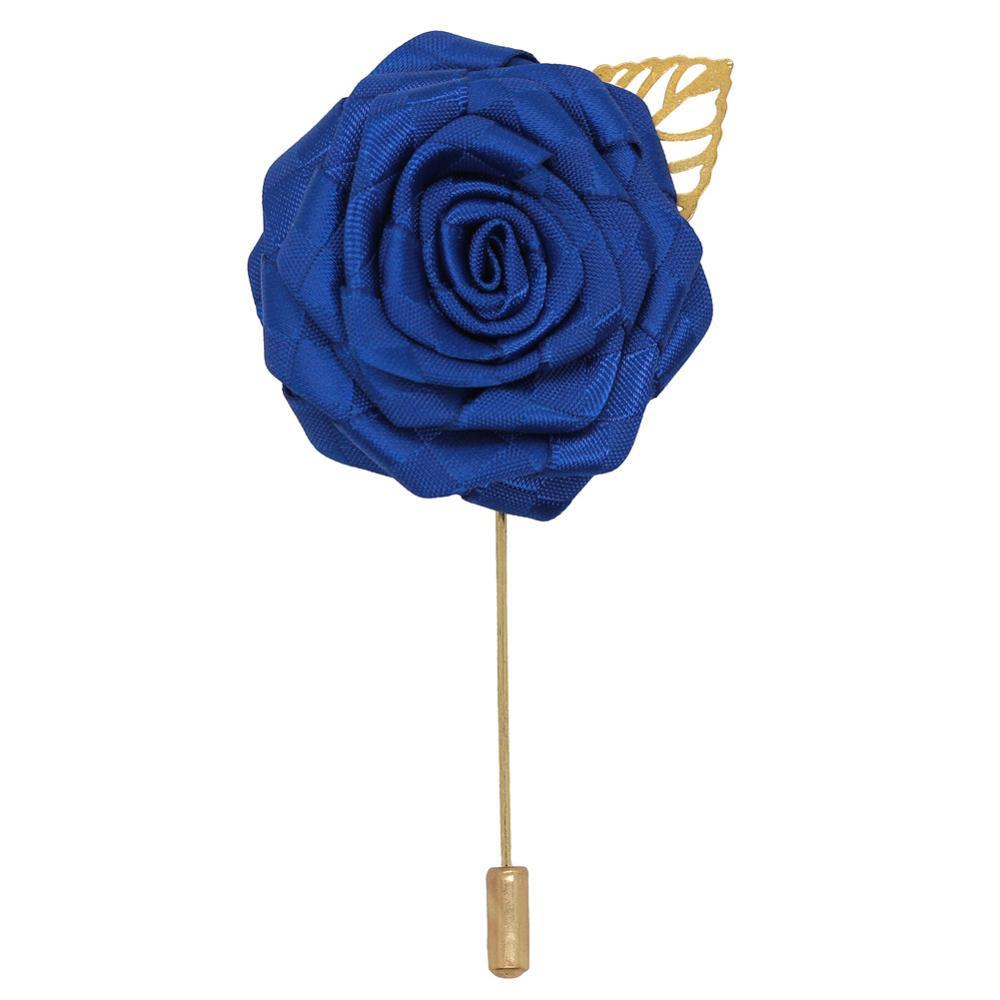 Satin Rose Lapel Pin GR royal blue width 4.5cm 