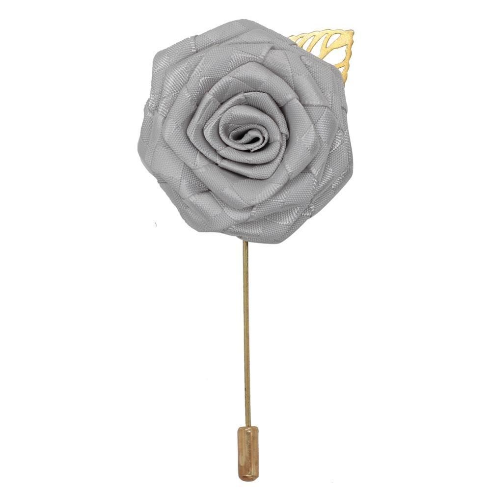 Satin Rose Lapel Pin GR silver width 4.5cm 
