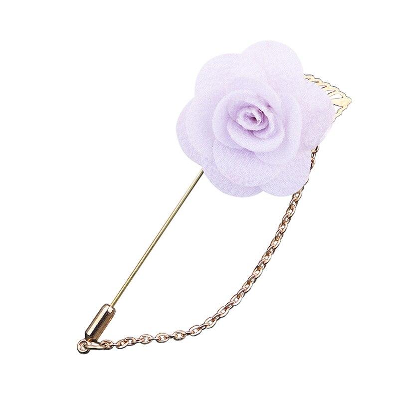 Satin Rose Lapel Pin With Chain GR Pinky White 