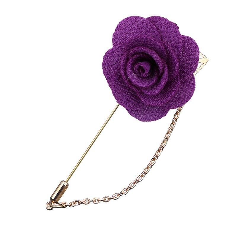 Satin Rose Lapel Pin With Chain GR Purple 
