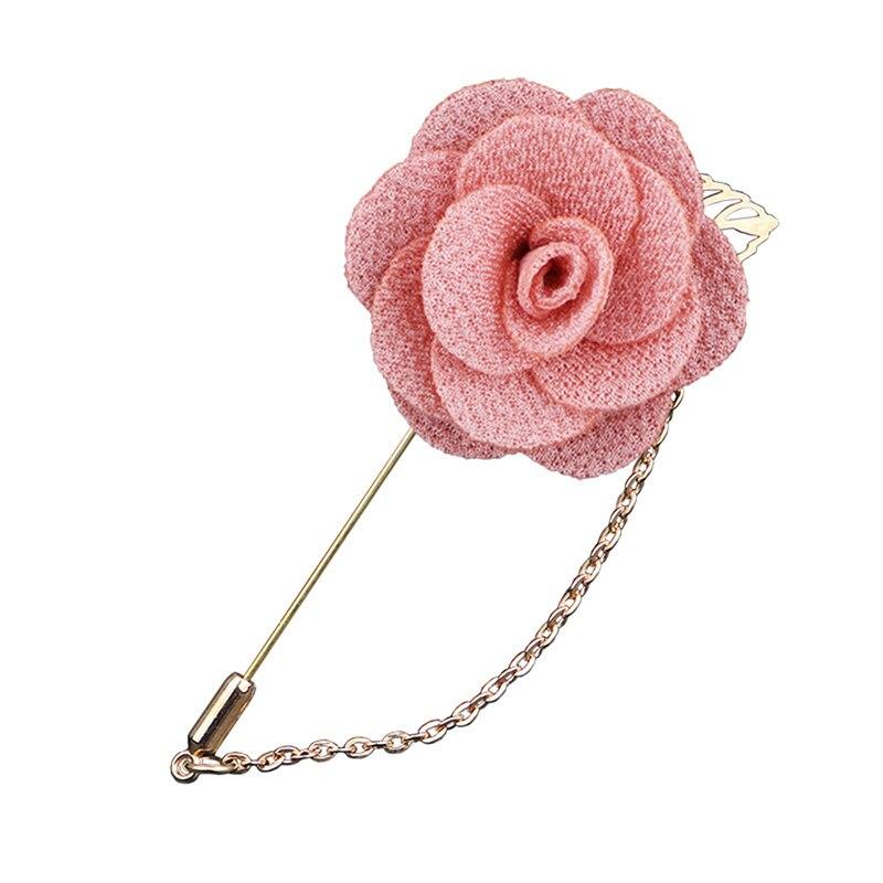Satin Rose Lapel Pin With Chain GR Soft Pink 