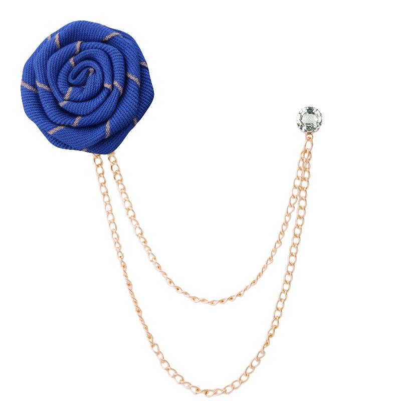 Satin Rose Striped Tassel Pin GR Royal blue 