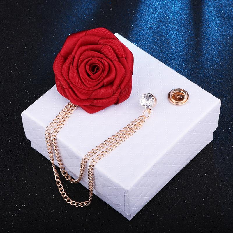 Satin Rose With Chain Tassel Pin GR 