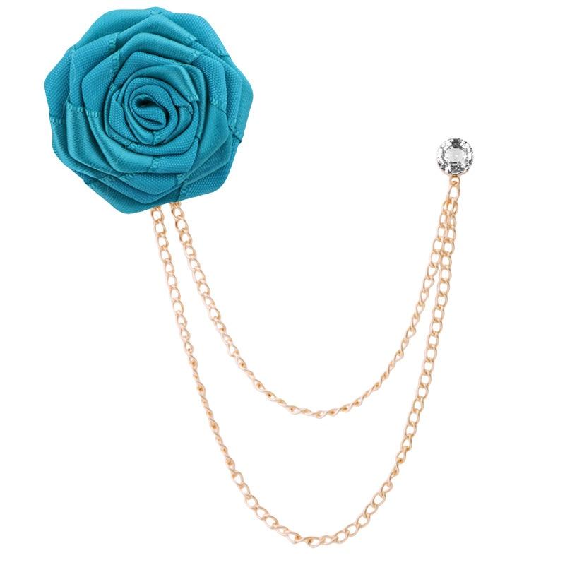 Satin Rose With Chain Tassel Pin GR Royal blue 