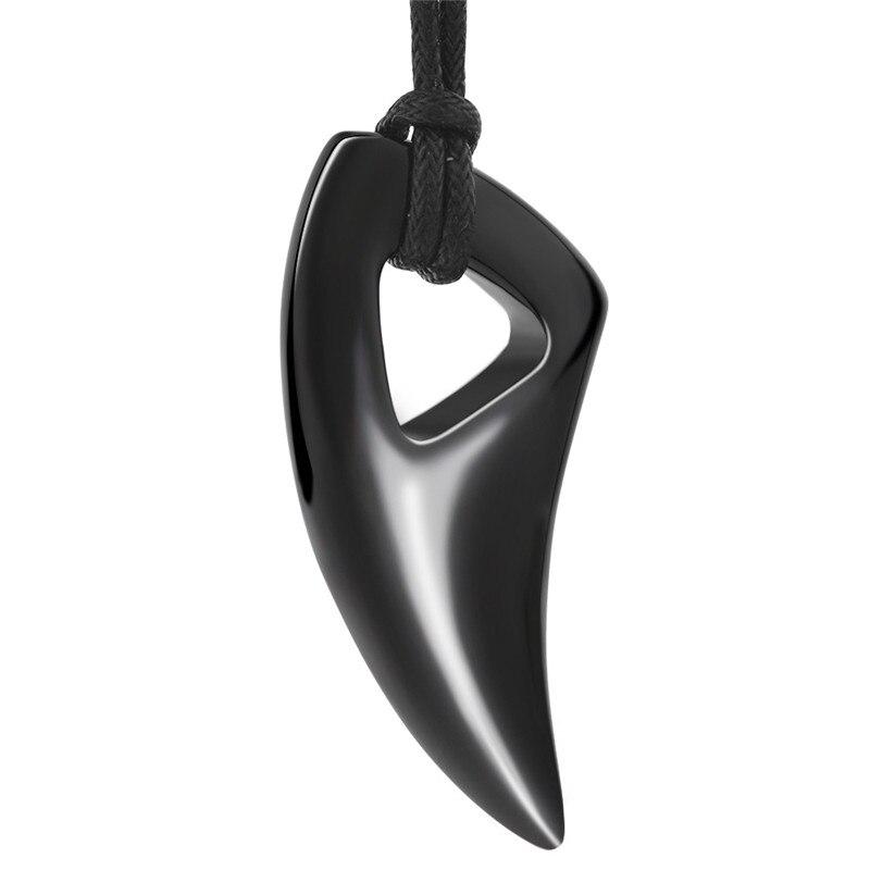 Shark Tooth Stainless Steel Pendant Necklace GR Black 