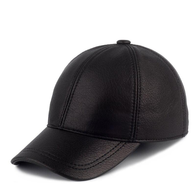 Sheepskin Leather Baseball Cap GR black 55-60cm 