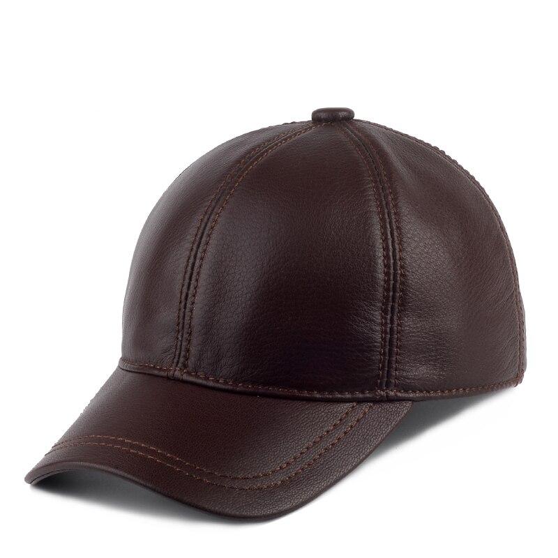 Sheepskin Leather Baseball Cap GR brown 55-60cm 