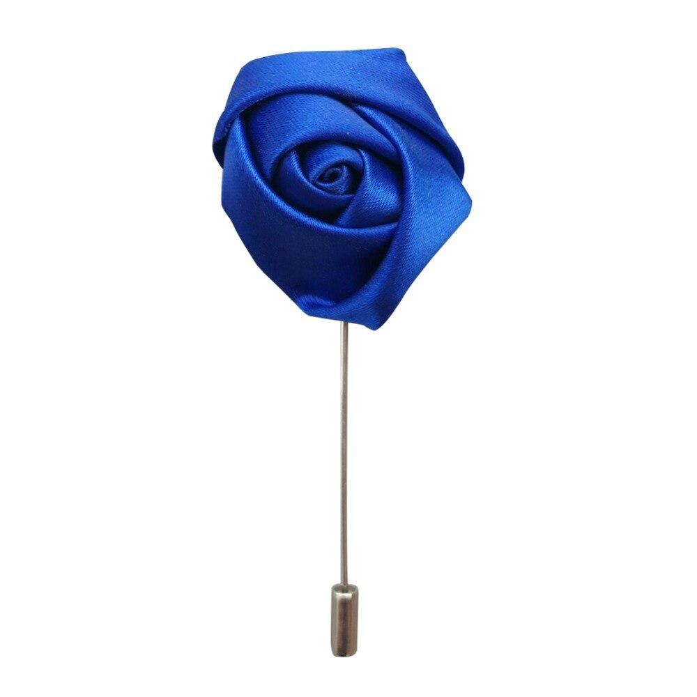 Silk Rose Lapel Pin GR 1380s royal blue 3.5cm diameter 