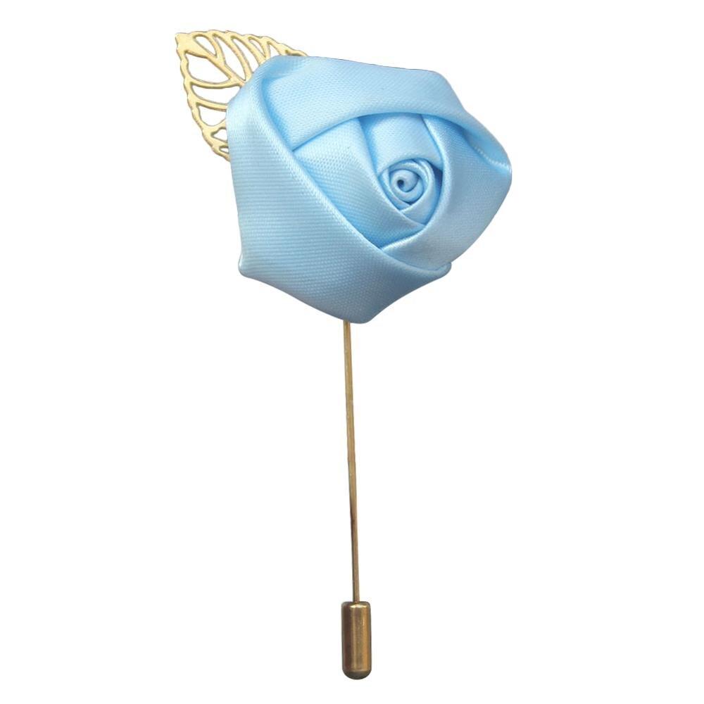 Silk Rose Lapel Pin GR baby blue 3.5cm diameter 