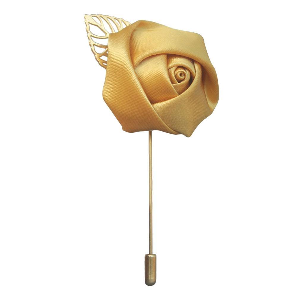 Silk Rose Lapel Pin GR gold 3.5cm diameter 