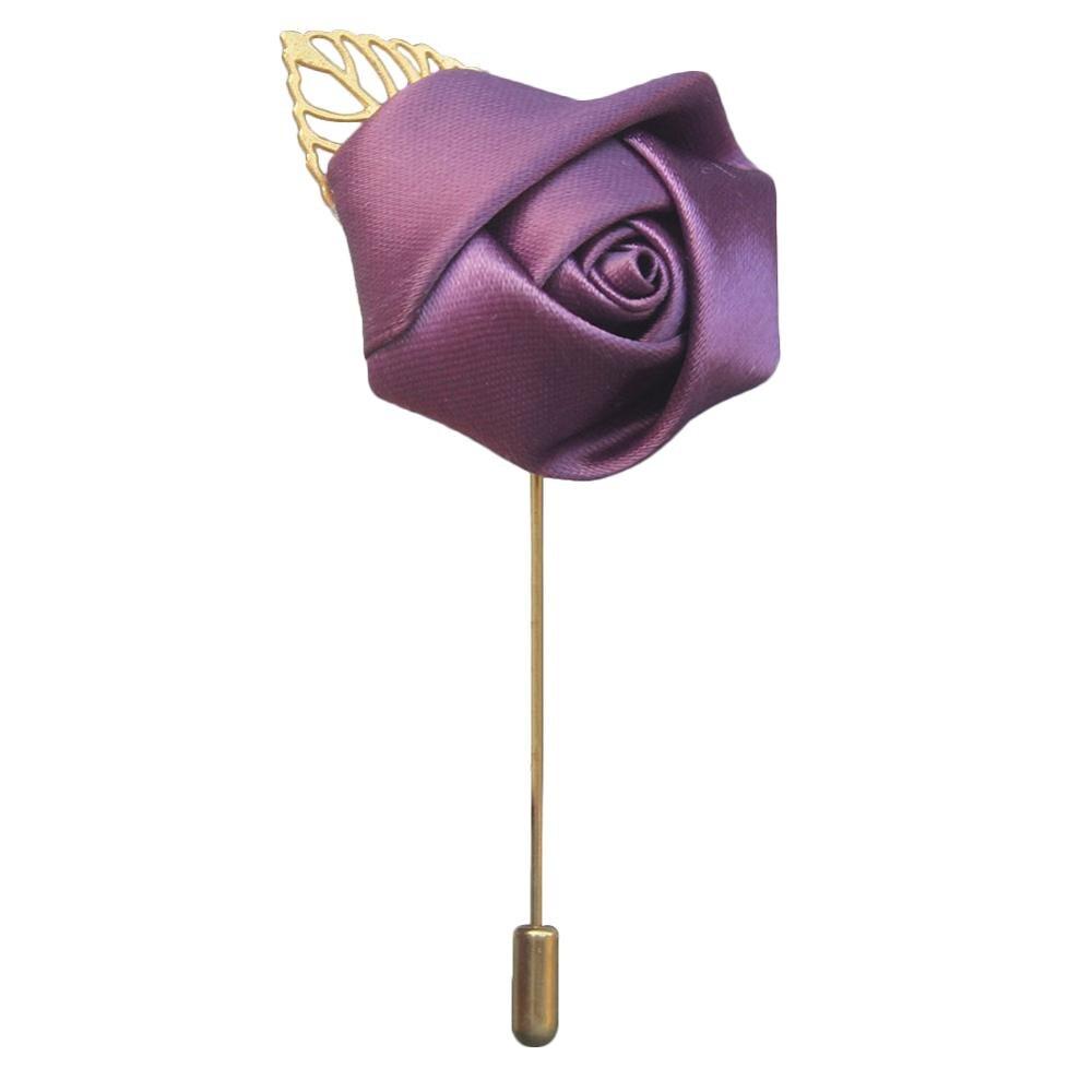 Silk Rose Lapel Pin GR grape purple 3.5cm diameter 