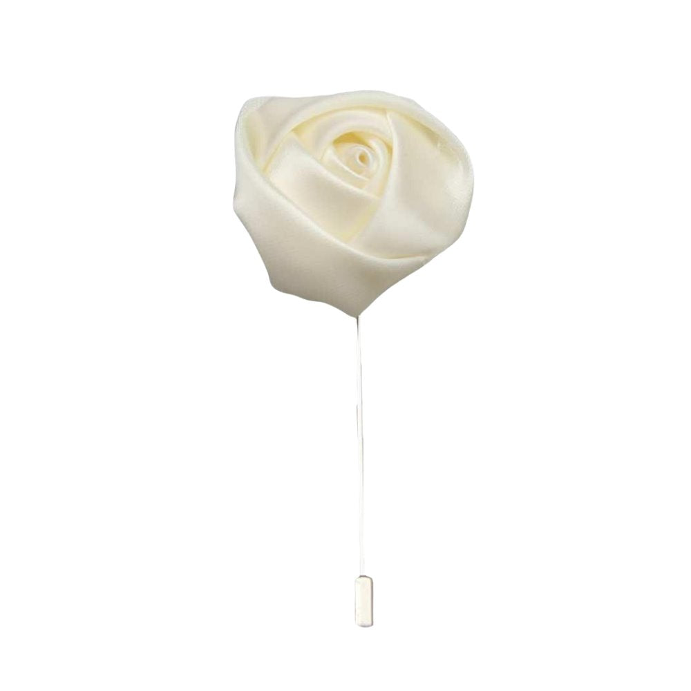 Silk Rose Lapel Pin GR ivory 3.5cm diameter 