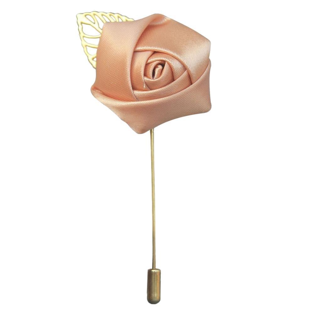 Silk Rose Lapel Pin GR khaki 3.5cm diameter 