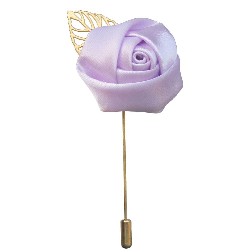Silk Rose Lapel Pin GR light purple 3.5cm diameter 