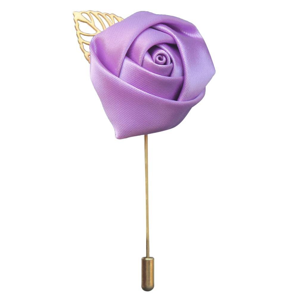 Silk Rose Lapel Pin GR middle purple 3.5cm diameter 