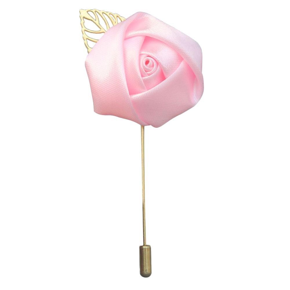 Silk Rose Lapel Pin GR pink 3.5cm diameter 