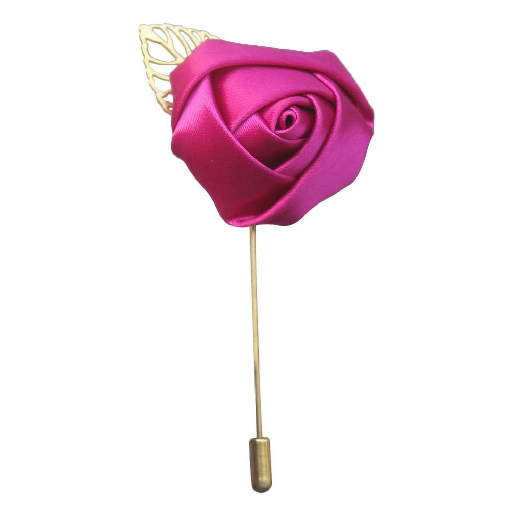 Silk Rose Lapel Pin GR purple red 3.5cm diameter 