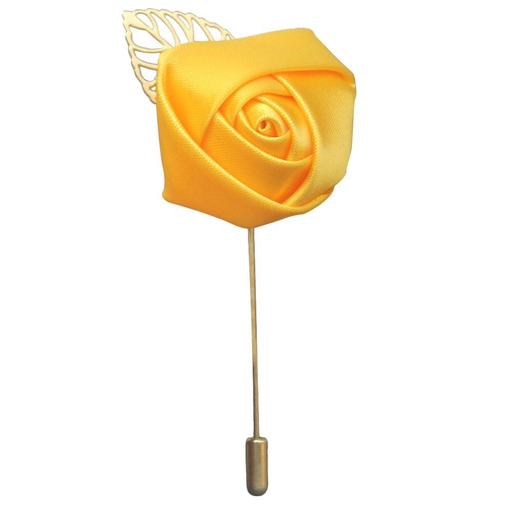 Silk Rose Lapel Pin GR yellow 3.5cm diameter 