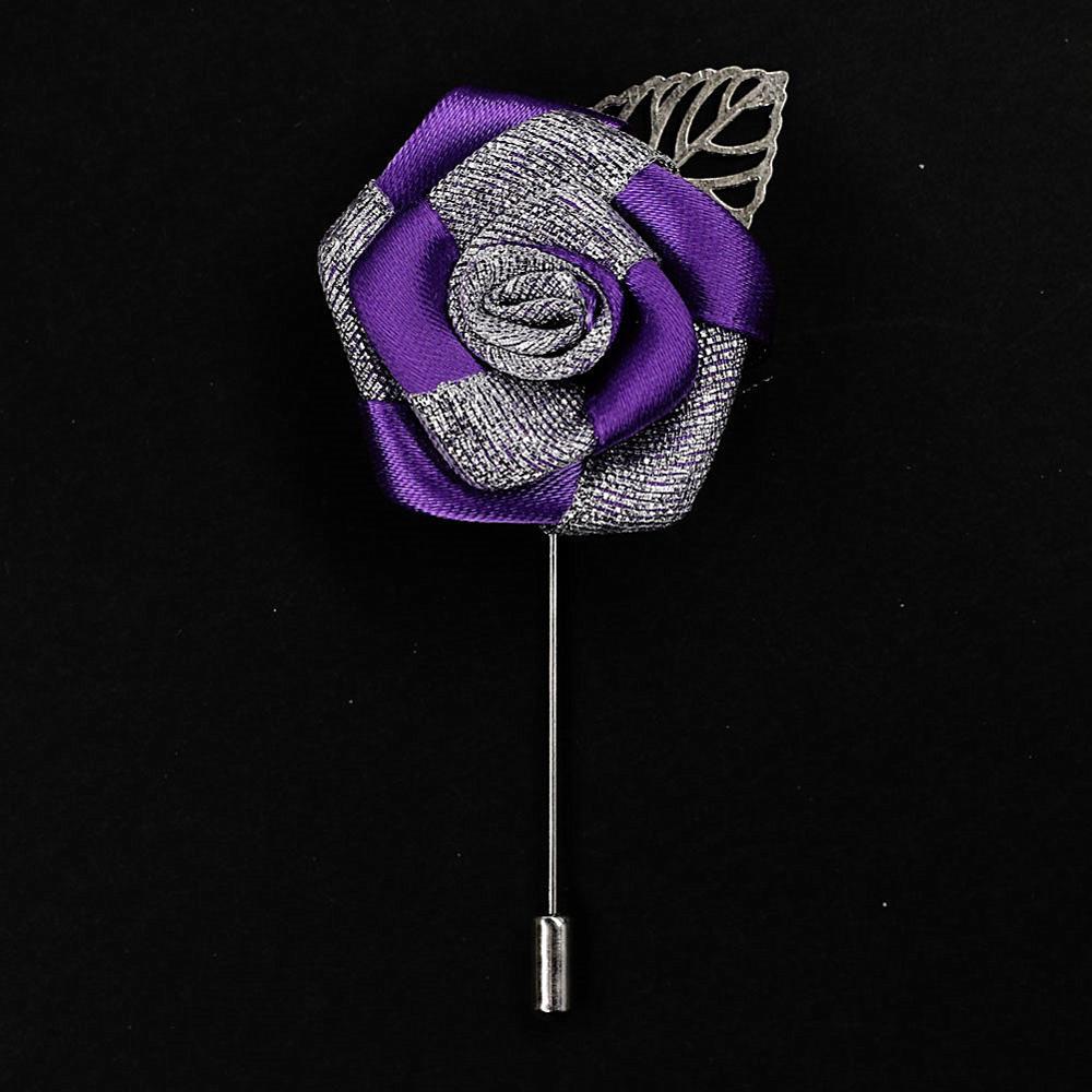Silver Rose Lapel Pin GR purple 